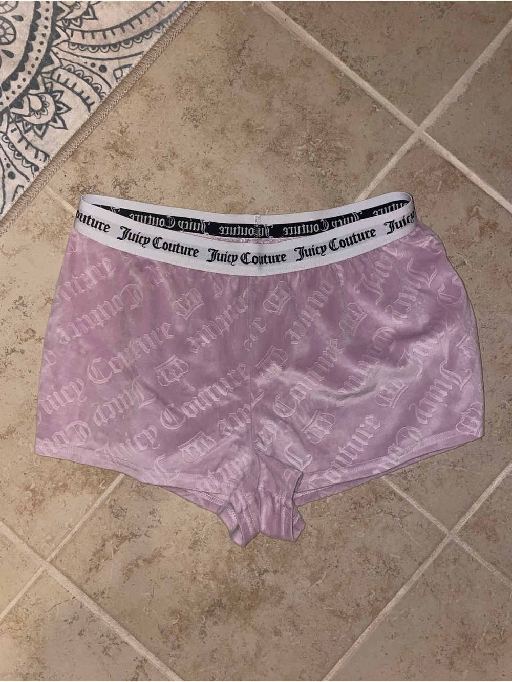 Juicy Couture Pink Logo Satin Bike Shorts